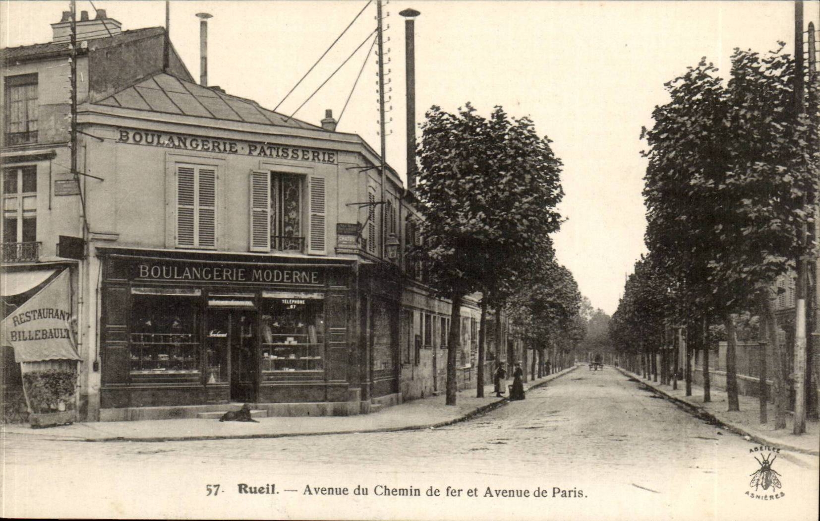 Rueil — Avenue du Chemin de fer et Avenue de Paris — Boulangerie Moderne et Restaurant Billebault