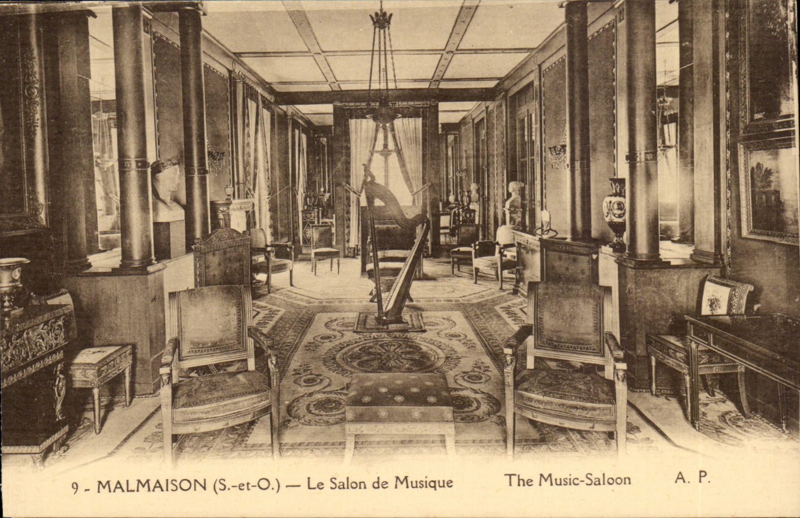 Malmaison - Napoleon - Le Salon de Musique - The Music Salon - CPA 