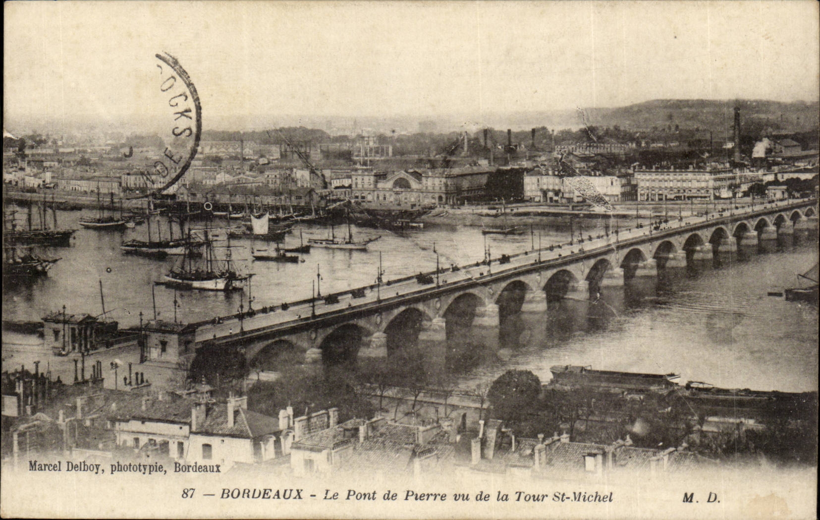Bordeaux - Le Pont de Pierre vu de la Tour St Michel - CPA 