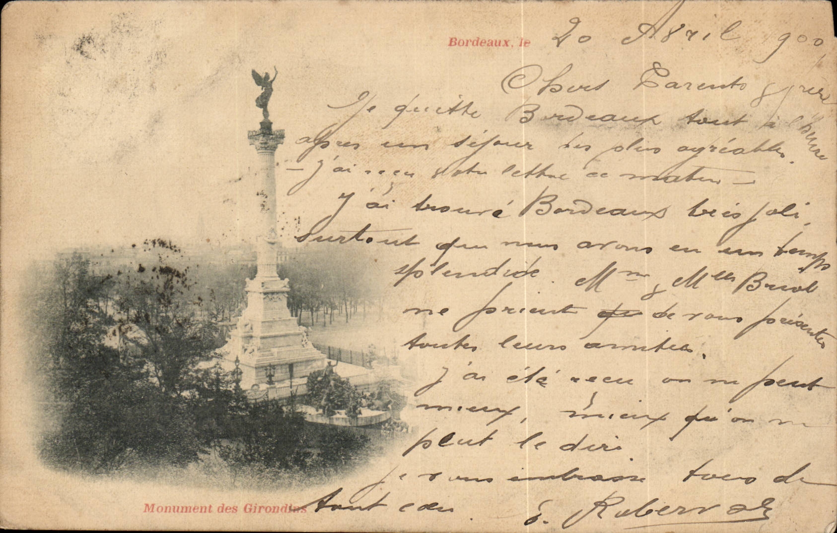 Bordeaux - Monument des Girondes - CPA 
