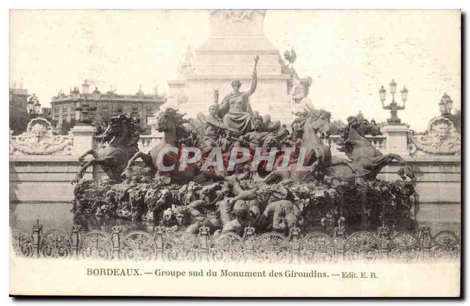 Bordeaux - Groupe Sud du Monument des Girondins - CPA 