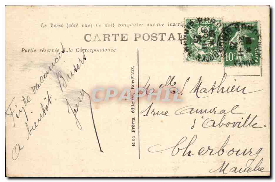 Bordeaux - Le Grand Theatre - CPA  — Verso