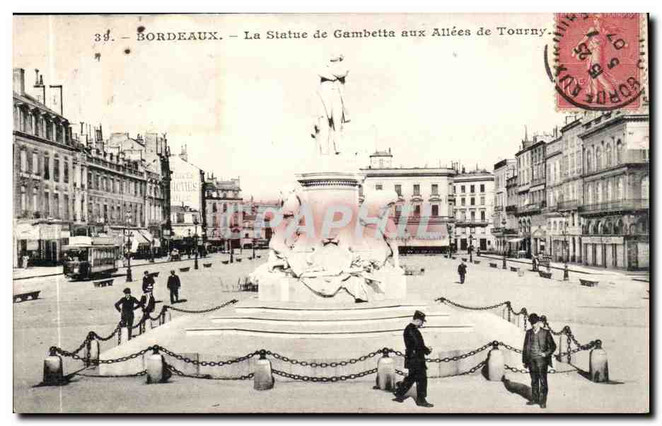 Bordeaux — La Statue de Gambetta aux Allées de Tourney — Édition M. Bordeaux n°39