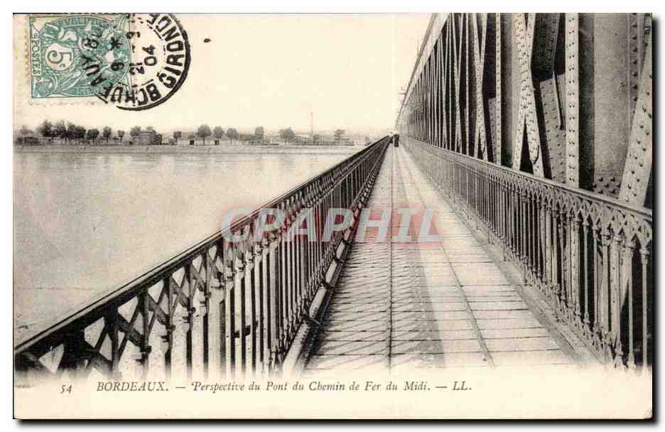 Bordeaux - Perspective du Pont du Chemin de Fer du Midi - CPA 