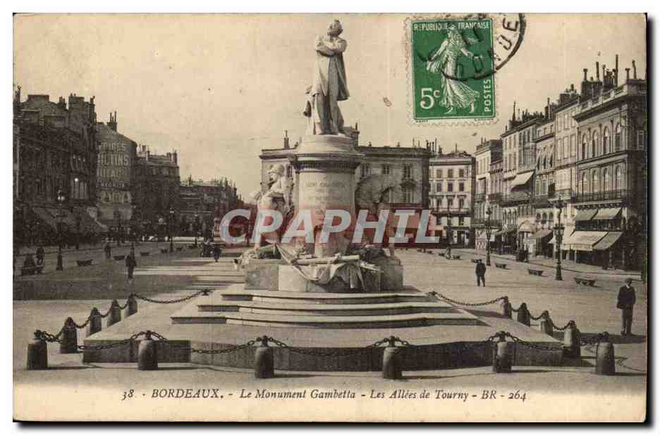 Bordeaux - Le Monument gambetta Les Allees de Tourny - CPA 