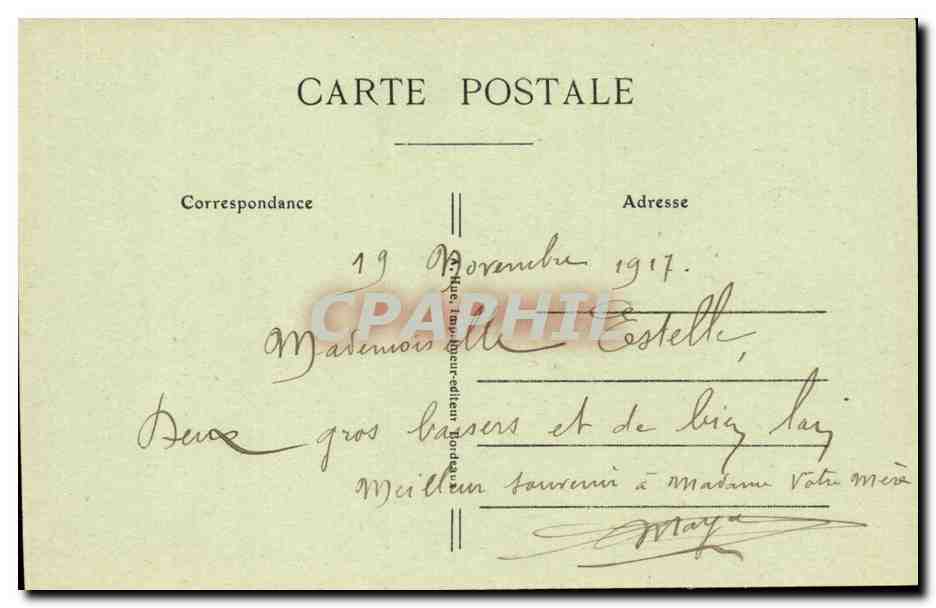 Bordeaux — Le Pont de pierre — CPAPHIL n°58 — Verso
