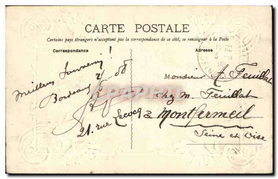 Bordeaux - Statue de Gambetta - CPA  — Verso
