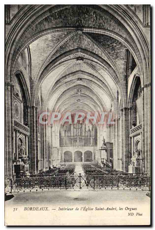 Bordeaux - Interieur de l'Eglise Saint Andre les Orgues - CPA 