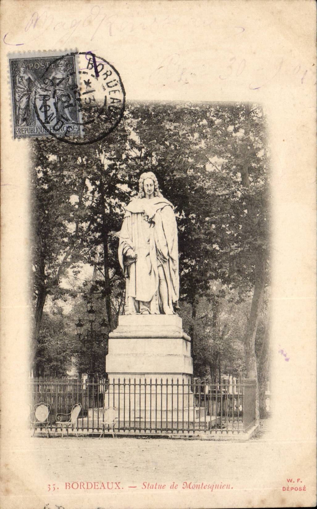 Bordeaux - Statue de Montesquieu - CPA 