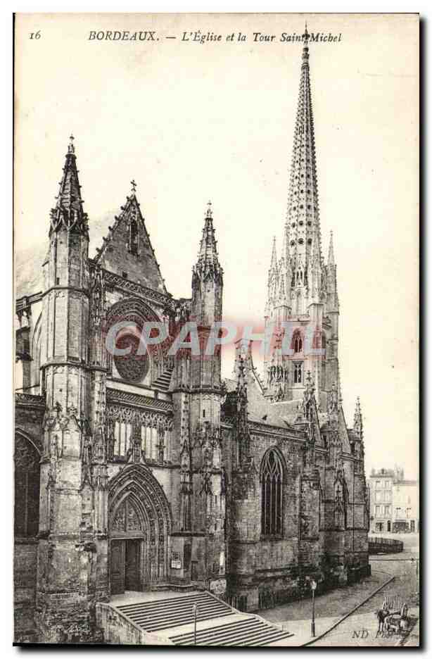Bordeaux - Eglise et la Tour Saint Michel - CPA 