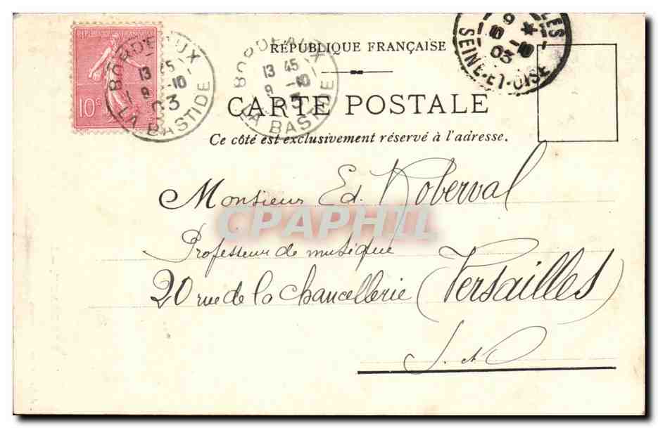Bordeaux - Monument des Girondins - CPA  — Verso