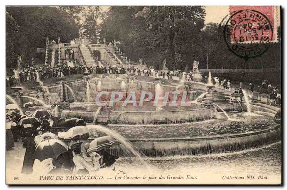 Saint Cloud CPA les cascades le jour des grandes eaux
