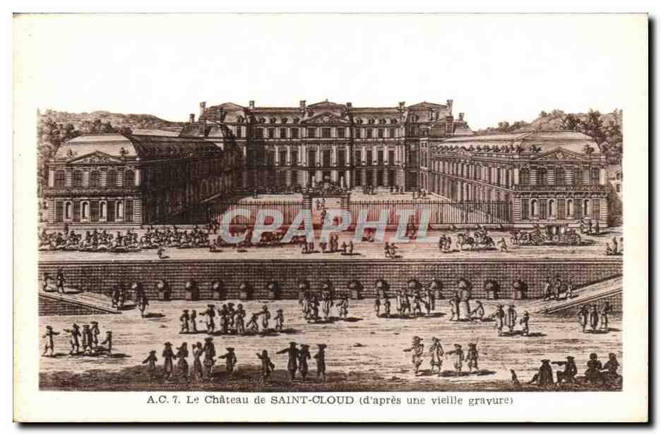 Saint Cloud CPA le chateau (d'apres une vieille gravure)
