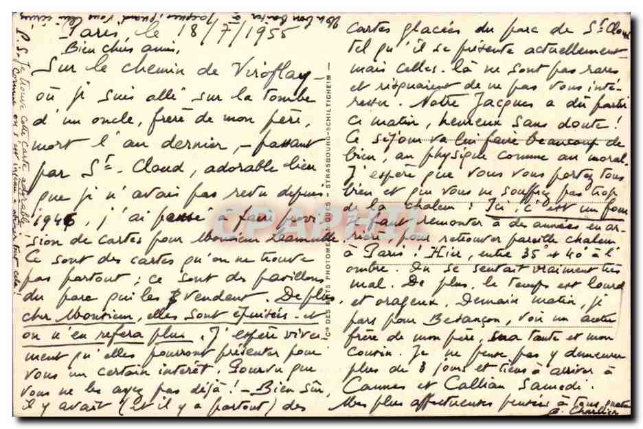 Saint Cloud CPA Avant l'incendie Parc du chateau en 1845 — Rückseite