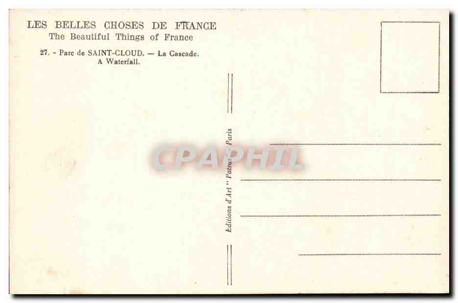Saint Cloud CPA La cascade  — Rückseite