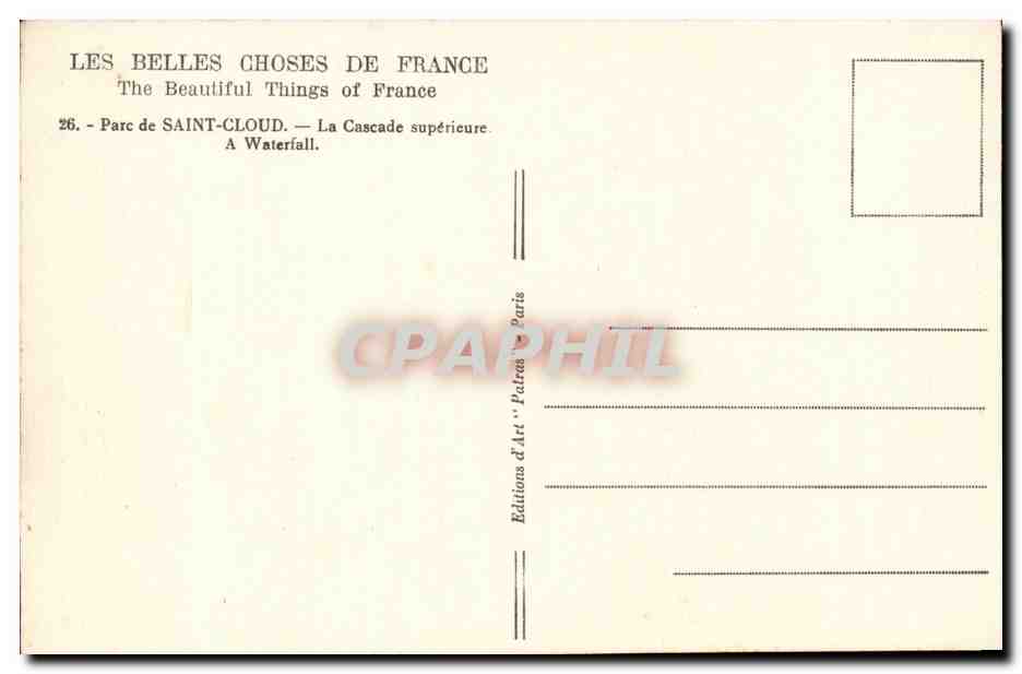 Saint Cloud CPA La cascade superieure — Rückseite