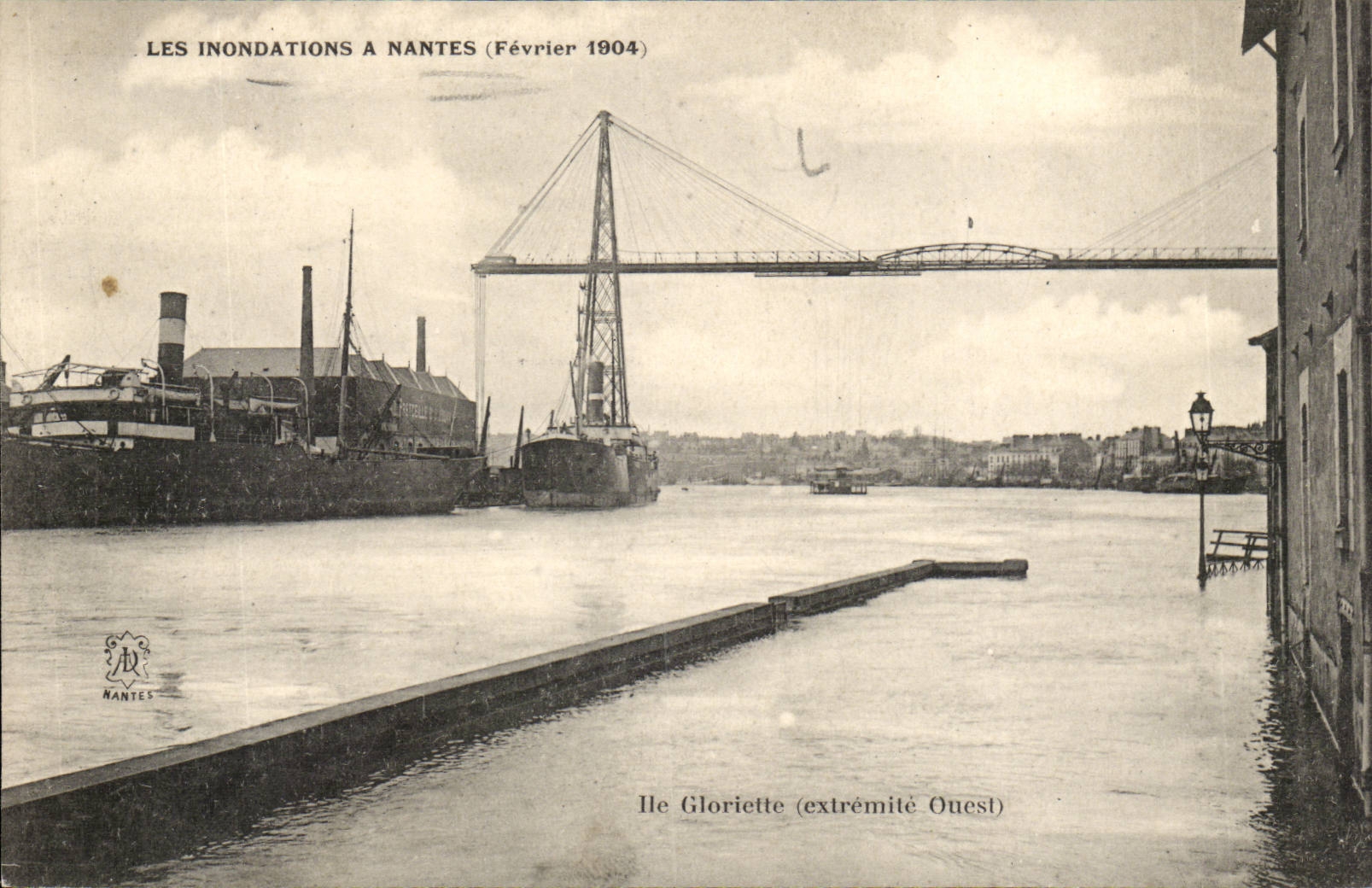 Les inondations à Nantes (Février 1904) — Ile Gloriette (extrémité Ouest) — NANTES