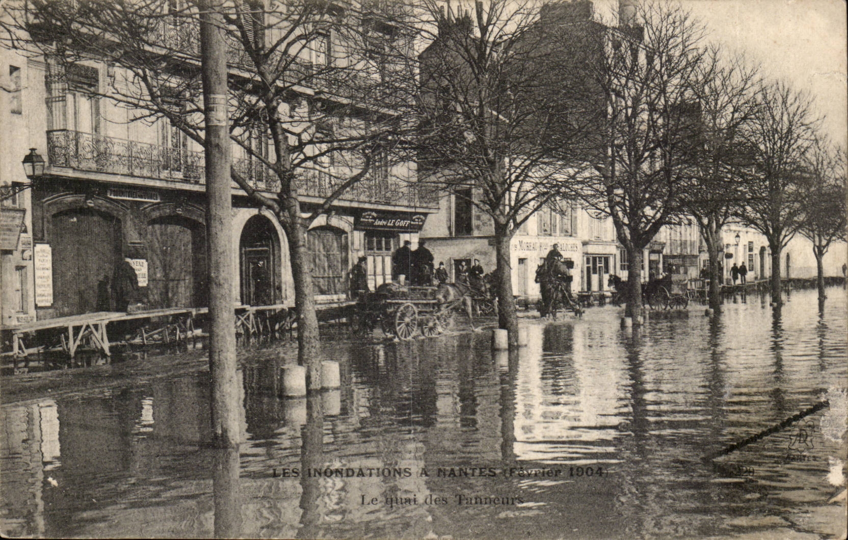 Les inondations à Nantes - Février 1904 — Le quai des Tanneurs — éditeur Jules Le Goff