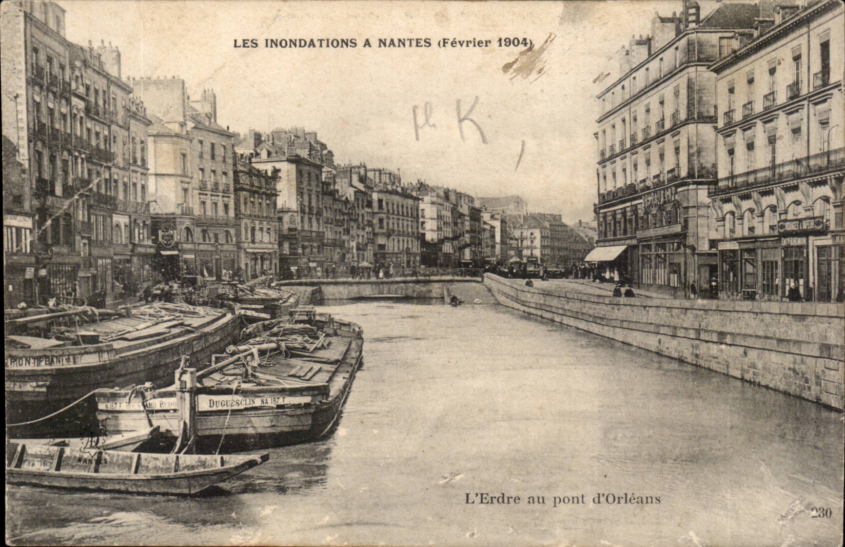 Les inondations à Nantes (Février 1904) — L’Erdre au pont d’Orléans — éditeur non identifié, n° 230