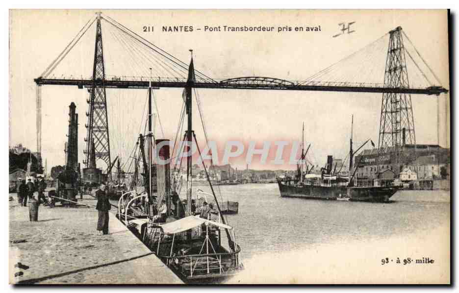 NANTES — Pont Transbordeur pris en aval — F. Chapeau, impr. édit., Nantes