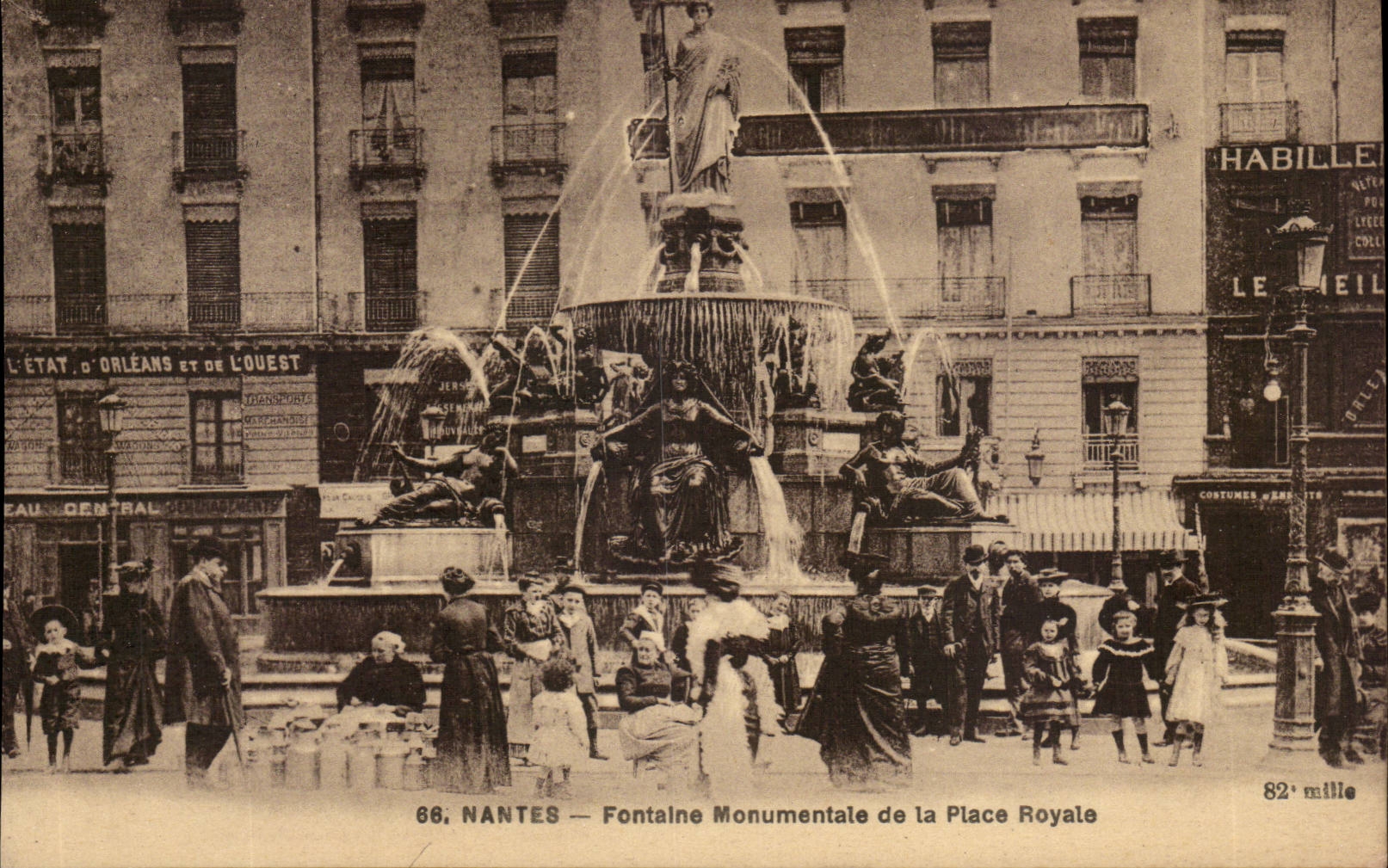 NANTES — Fontaine Monumentale de la Place Royale — E. Chaprean, Imp.-Edit., 84, Rue Eugène-Orient, Nantes