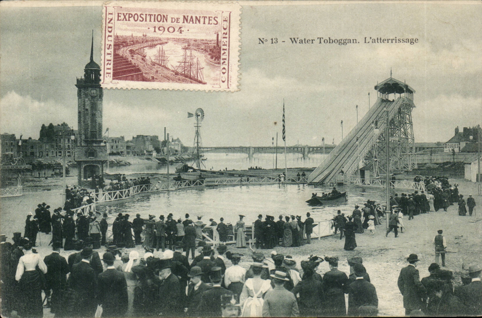 Nantes CPA Exposition internationale de 1904 Water toboggan L'atterrissage