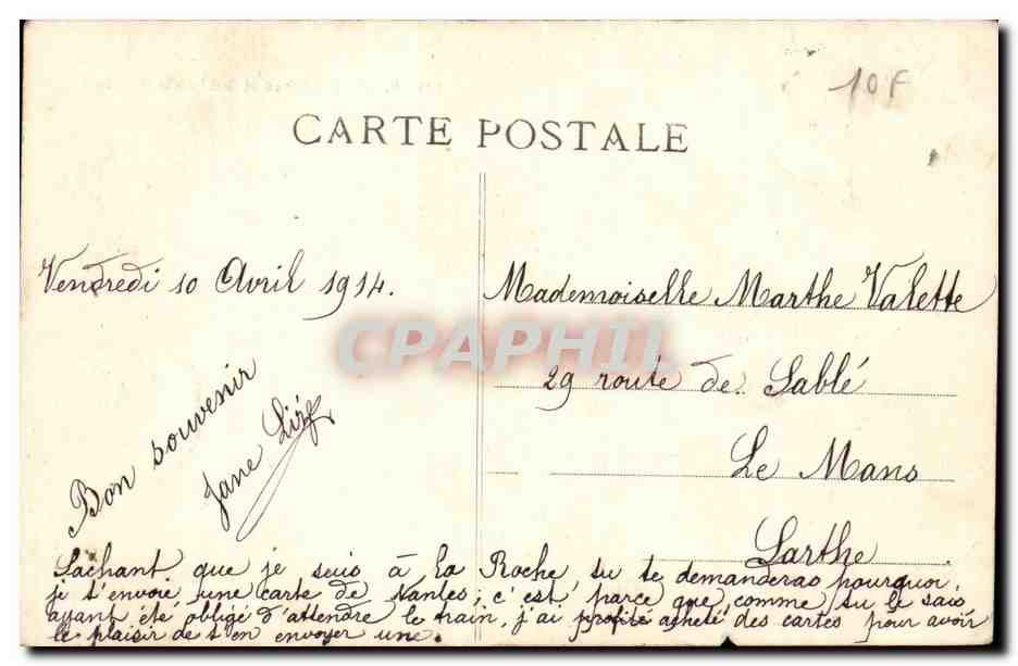 Nantes CPA Place et quai de la Bourse (train au loin) — Rückseite