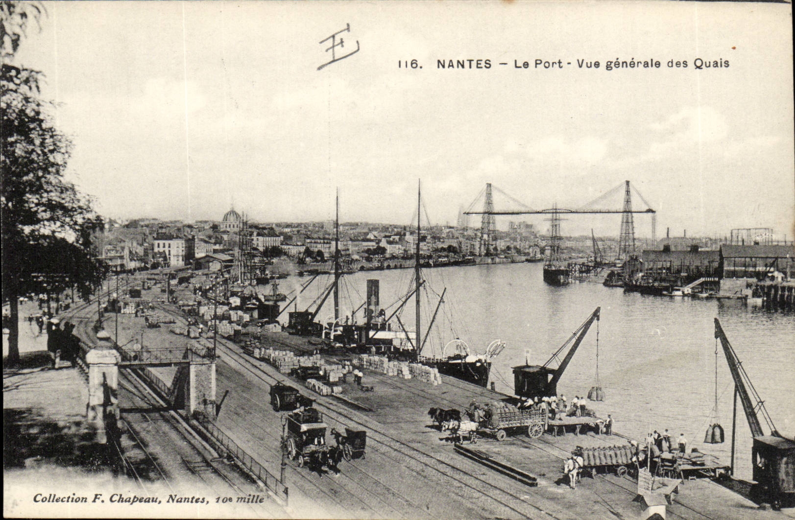 NANTES — The Port — General View of the Quays — Collection F. Chapeau, Nantes, 108 mille