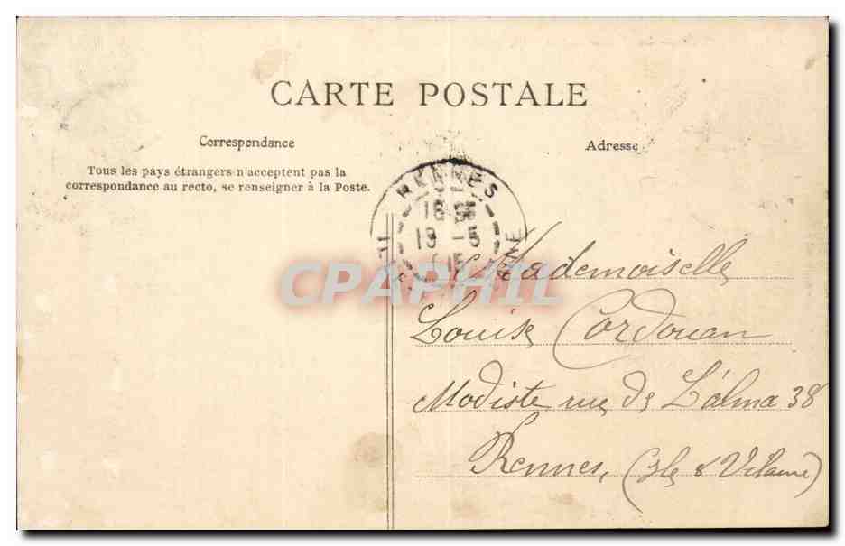 Nantes CPA La place Louis XVI prise de la cathedrale — Verso
