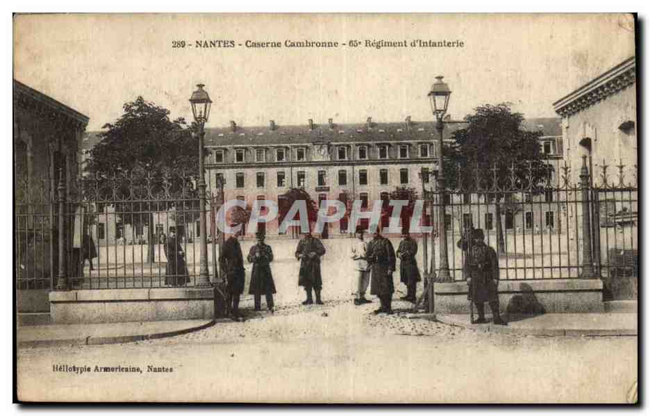 NANTES - Caserne Cambronne - 65e Régiment d'Infanterie — Héliotypie Armericaine, Nantes