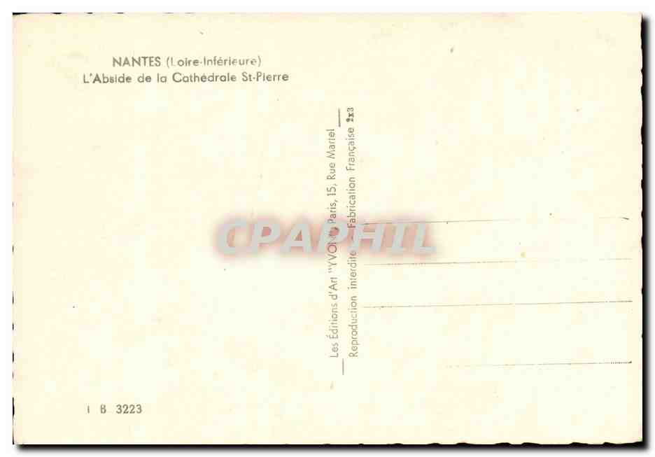 Nantes CPA l'abside de la cathedrale St Pierre — Verso