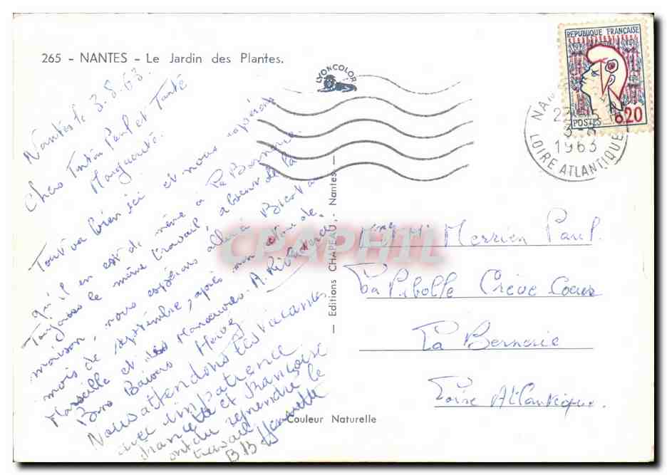 Nantes CPA Le jardin des plantes — Verso