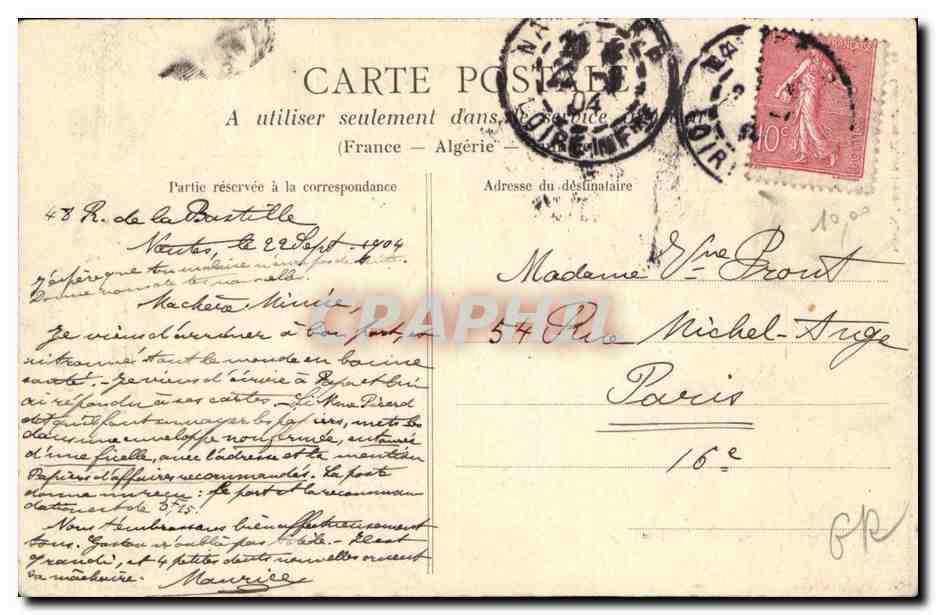 Nantes CPA Les innondations de fevrier 1904 Rue Kervegan — Verso