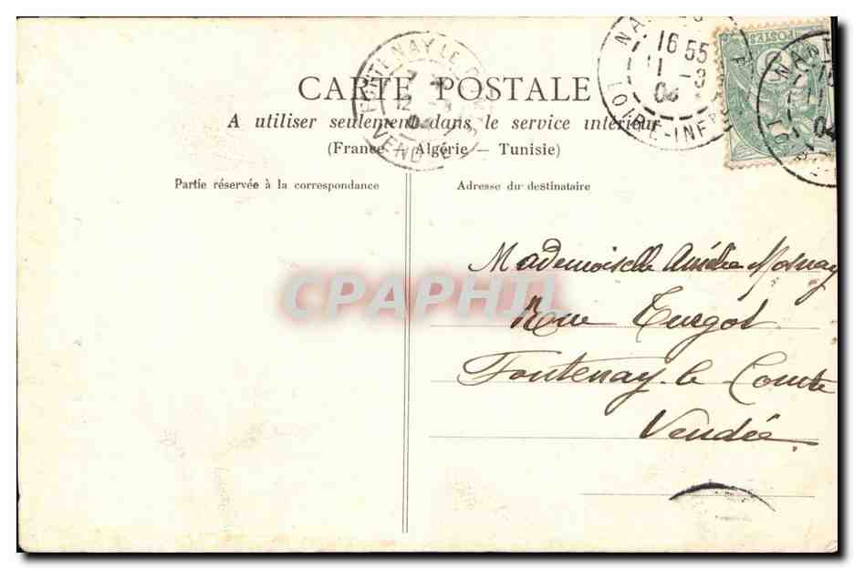Les inondations à Nantes — Février 1904 — Rue Kervégan — Éditeur NANTES, n° 216 — Rückseite