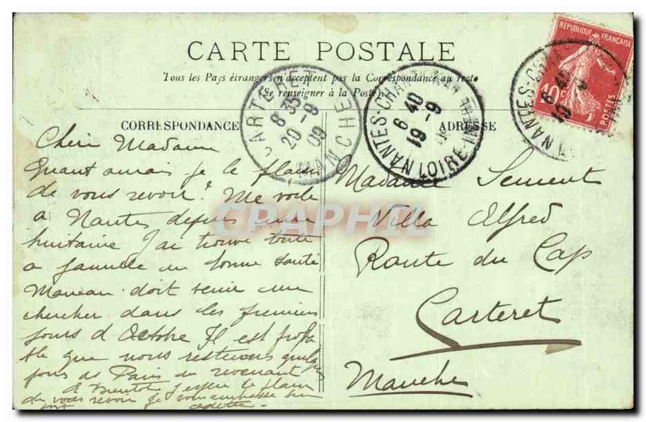Nantes CPA La cathedrale Les chapiteaux — Verso