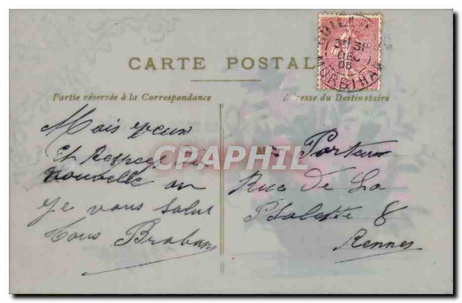 Bouquet de fleurs — Carte postale ornée — Éditeur non identifié — Achterkant