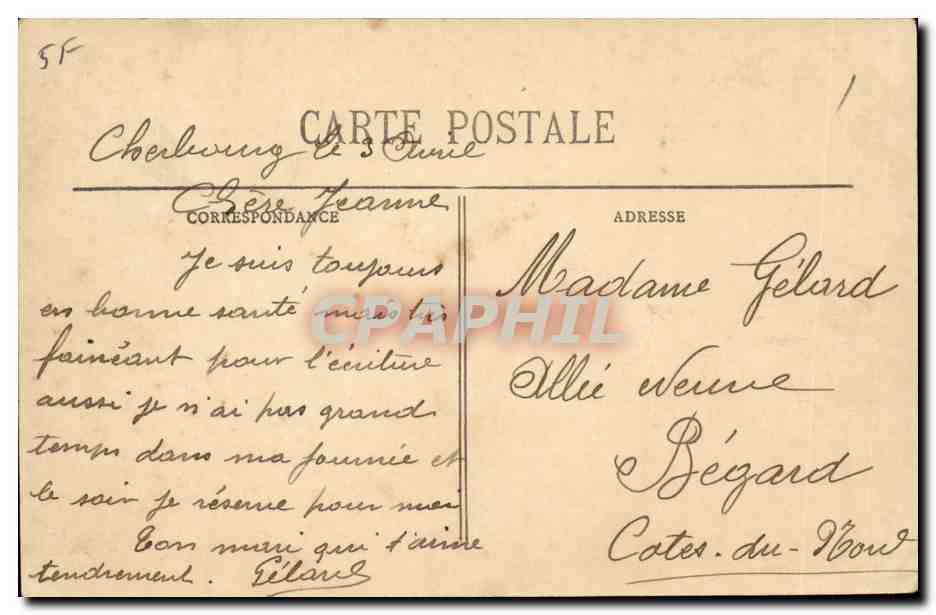 CPA Cherbourg La montagne du Roule et le jardin public — Verso