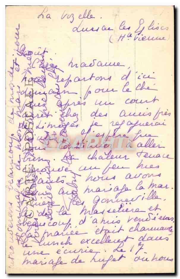 Lussac-les-Eglises — Schloss la Vozelle — Verlag H. Dutin, abgegeben — Rückseite