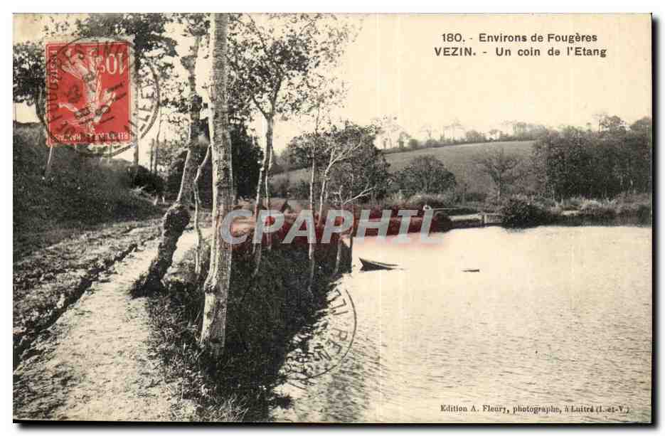 Vezin - Un coin de l'Etang — Environs de Fougères — Édition A. Fleury, à Luitré (Il-et-Y)