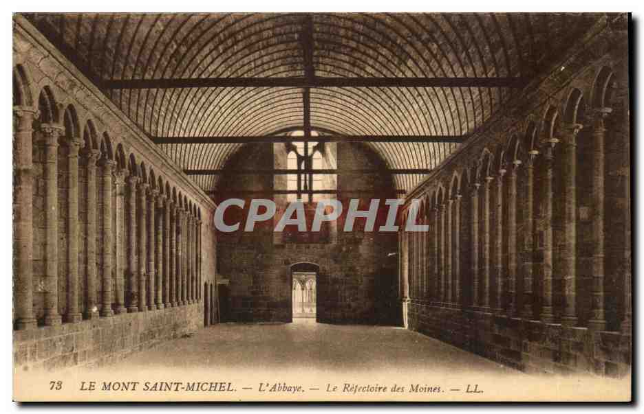 Mont Saint Michel CPA L'abbaye Le refectoire des moines