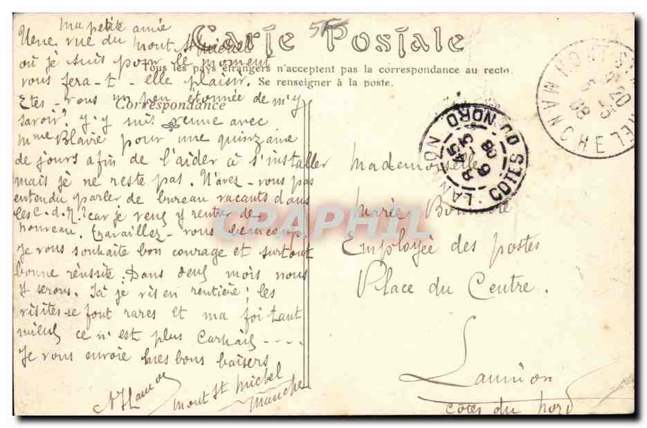 Mont Saint Michel CPA Cote sud vue prise a l est de la digue — Rückseite