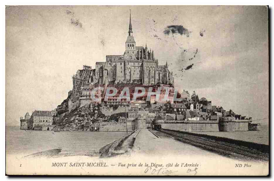 Mont Saint Michel CPA Vue prise de la digue cote d el arrivee