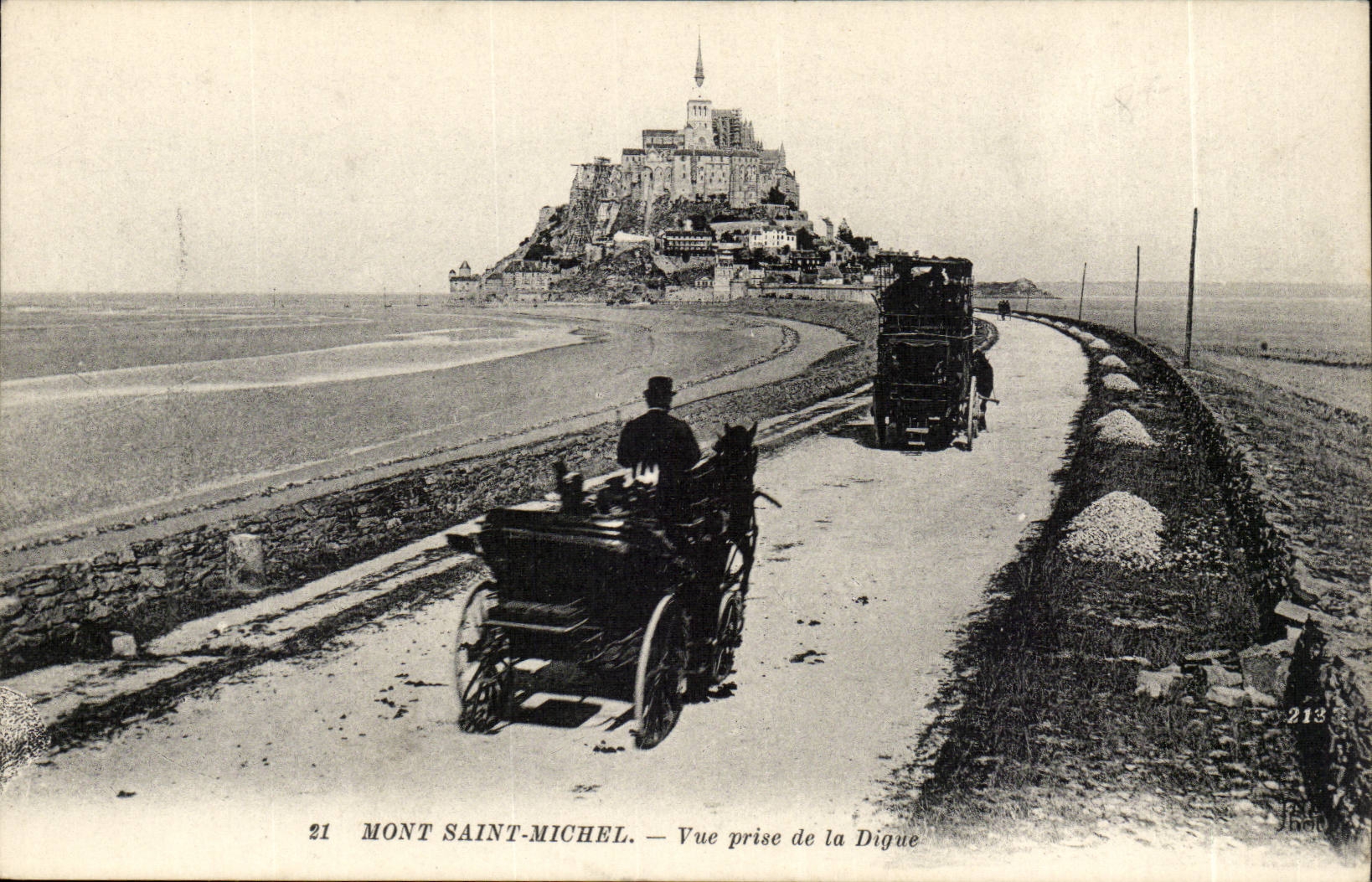 Mont Saint-Michel — View taken from the Digue — publisher J. Baudouin, no. 213