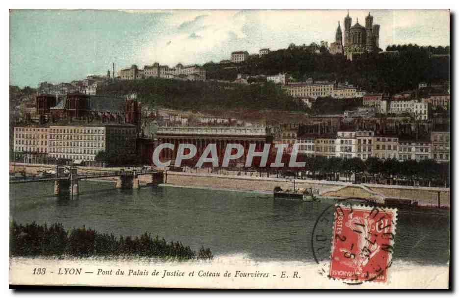 Lyon CPA Pont du palais de Justice et coteau de Fourviere