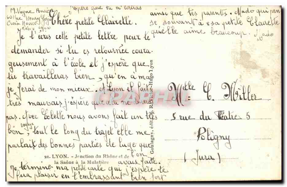 Junction du Rhône et de la Saône à la Mulatière — Lyon — éditeur Reirax — Verso