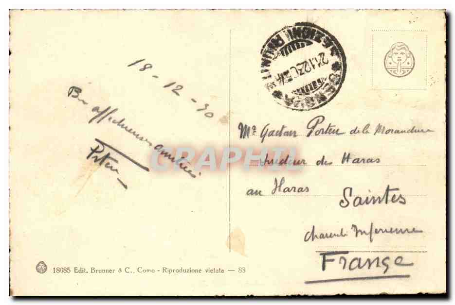 Italie Italia Roma CPA Piazzale dell addademia di Francia — Rückseite