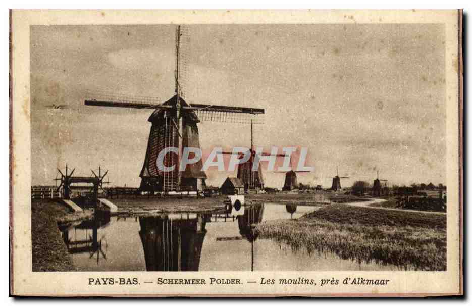Pays Bas CPA Schermeer Polder les moulins pres d'Alkmaar