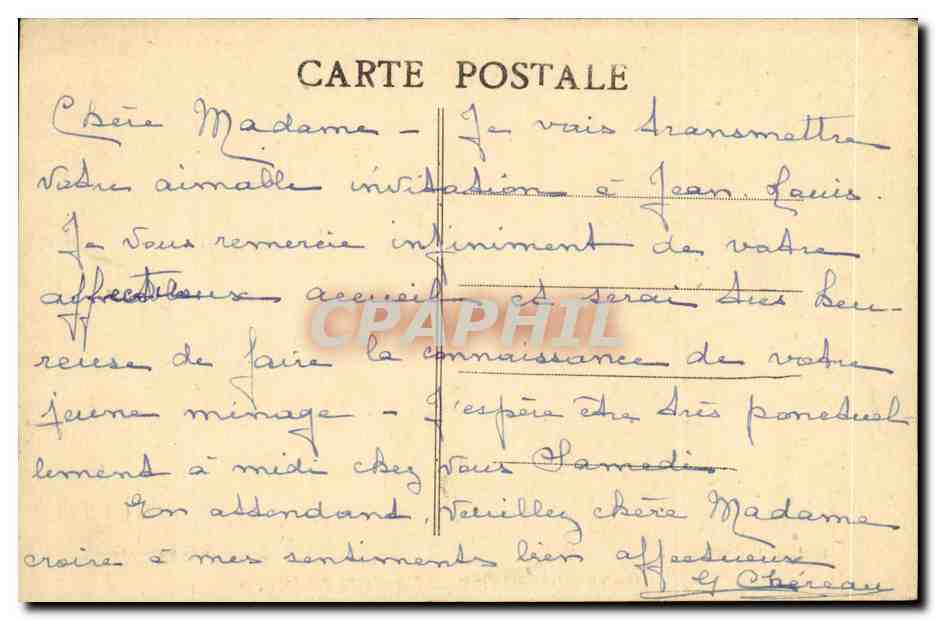 Chateau Gontier CPA Promenade des platanes — Rückseite