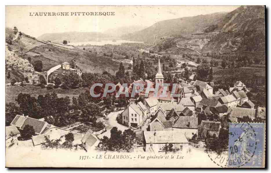 Auvergne pittoresque CPA Le Chambon Vue generale et le lac