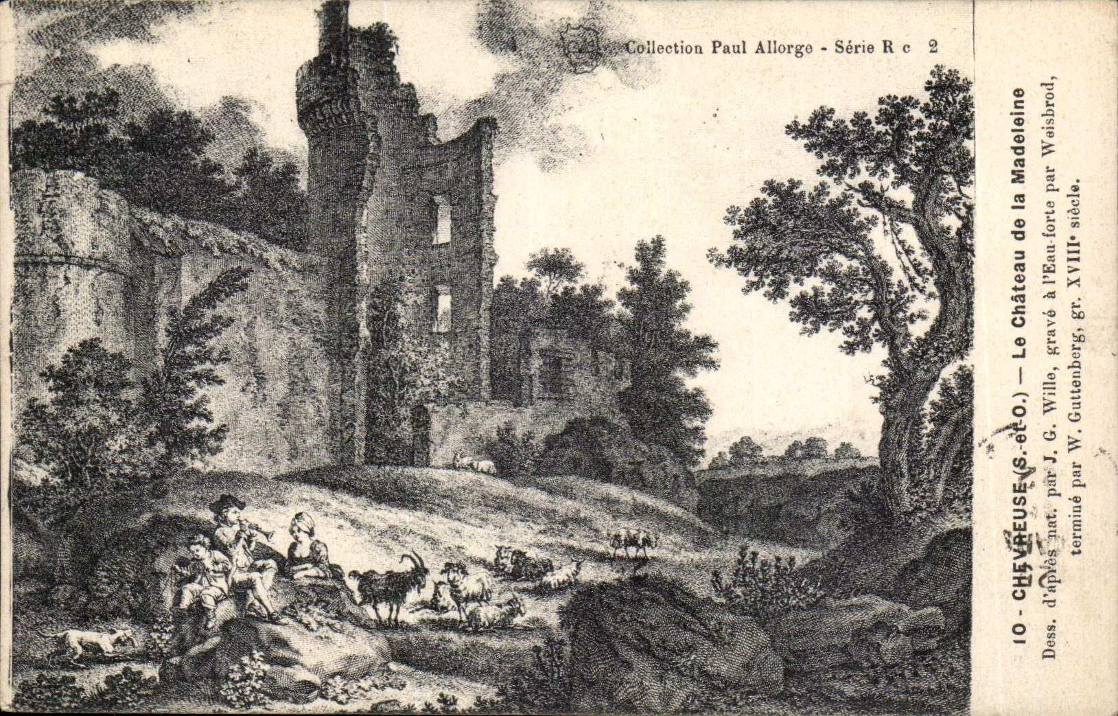 Chevreuse CPA le chateau de la Madeleine par J G Wille par Weisbrod